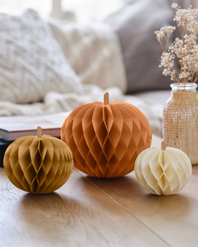 Paper Pumpkin Honeycomb Decorations (3pk)