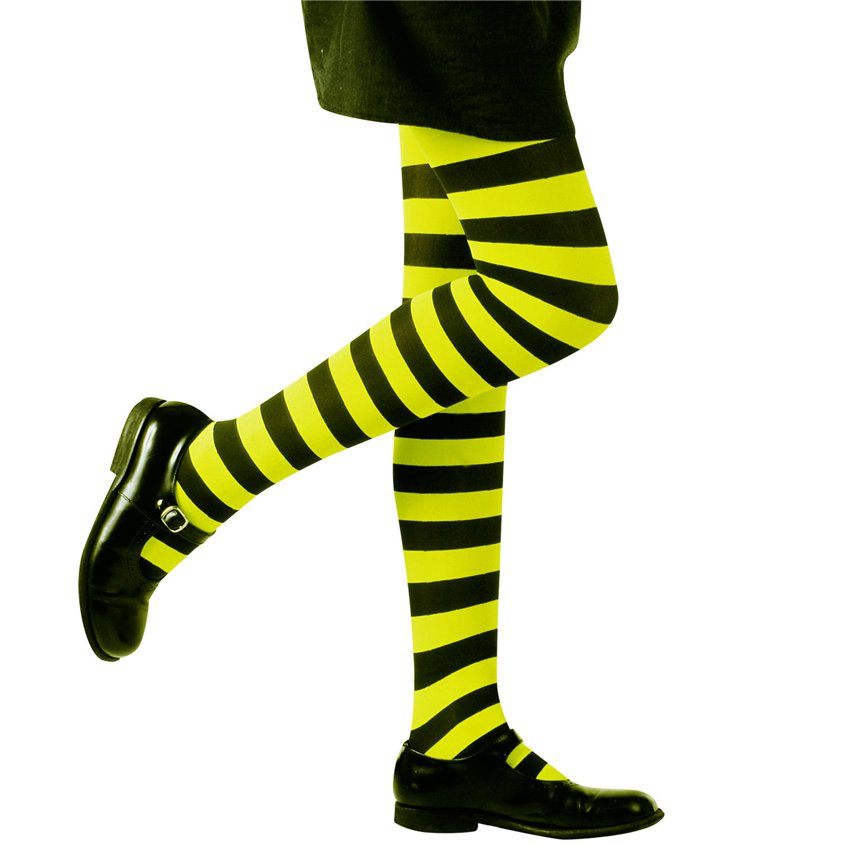 Black & Green Striped Tights - Child