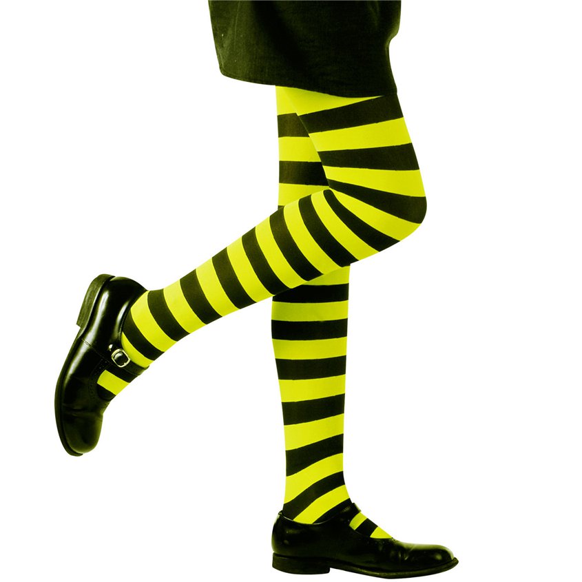 Black & Green Striped Tights - Child