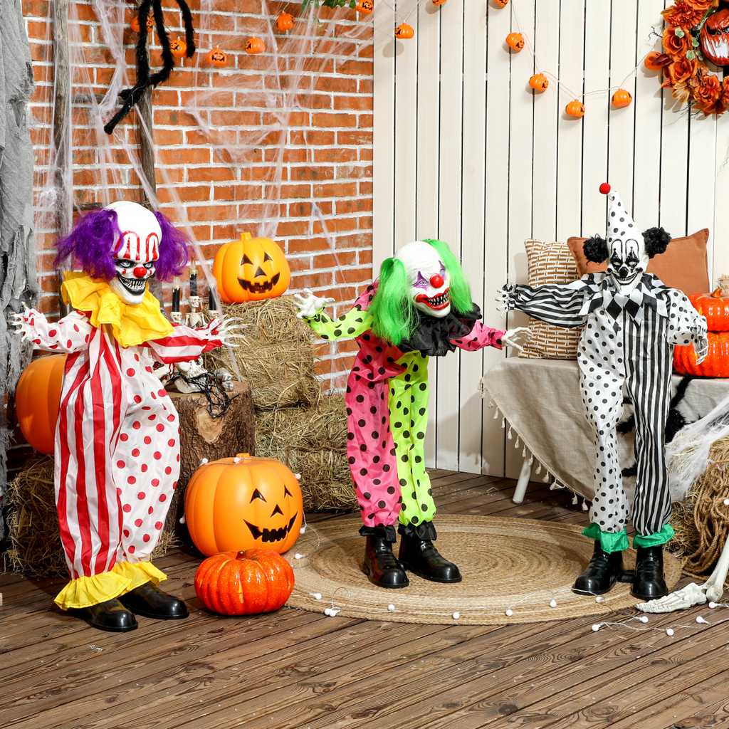 Outsunny Sound Activated Stackable Halloween Animatronics Clowns