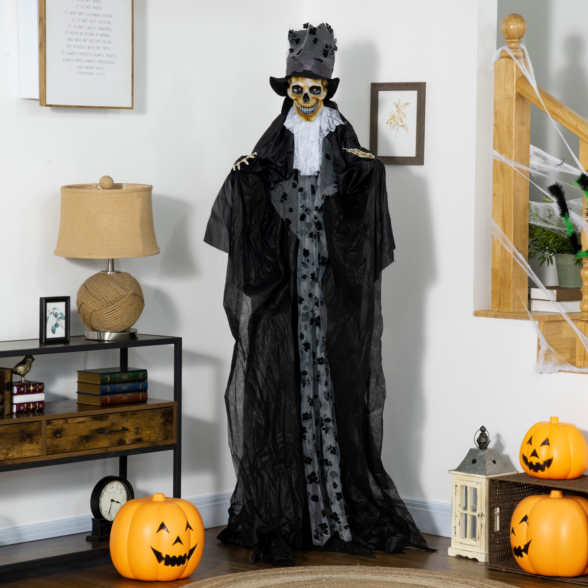 Outsunny 189cm Animated Prop Ghost Bridegroom, Indoor Halloween Decorations