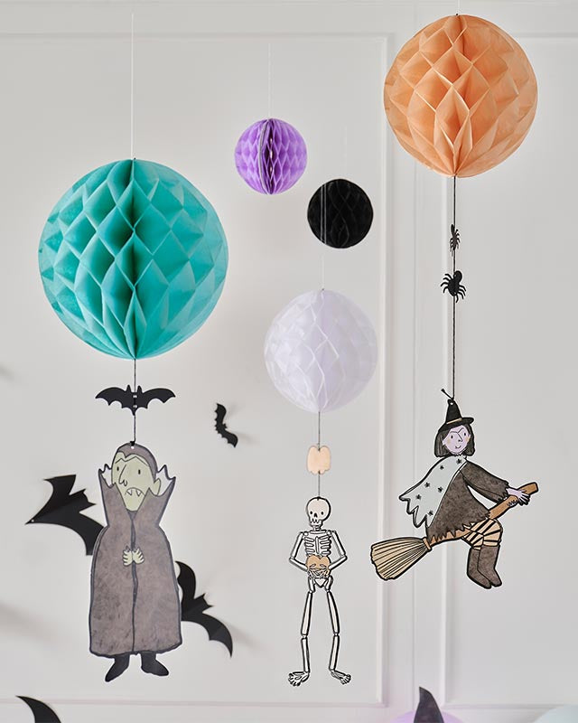 Honeycomb Paper Hanging Decorations with Characters (5pk)