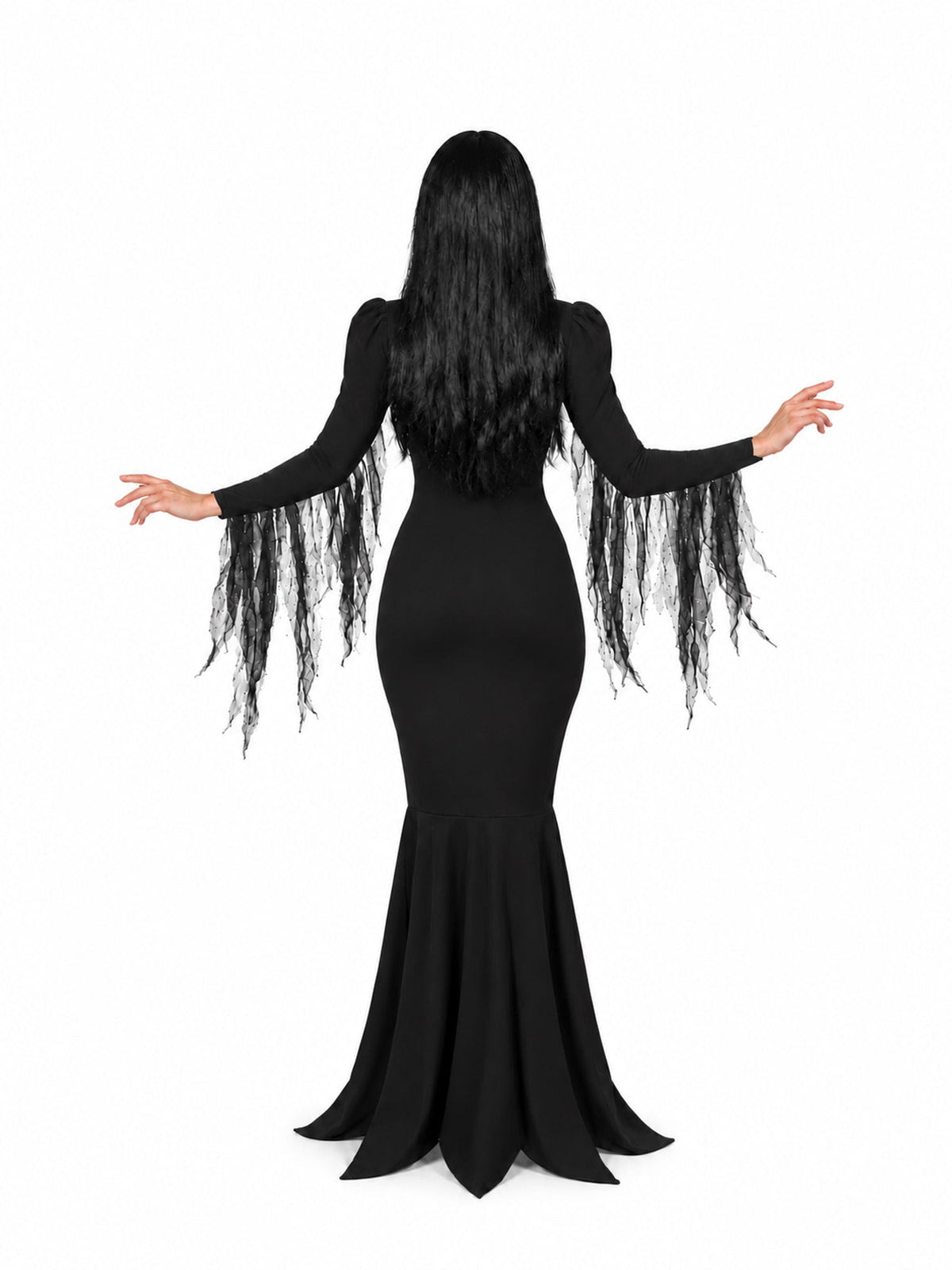 Morticia Addams Adult Costume with Dress & Wig